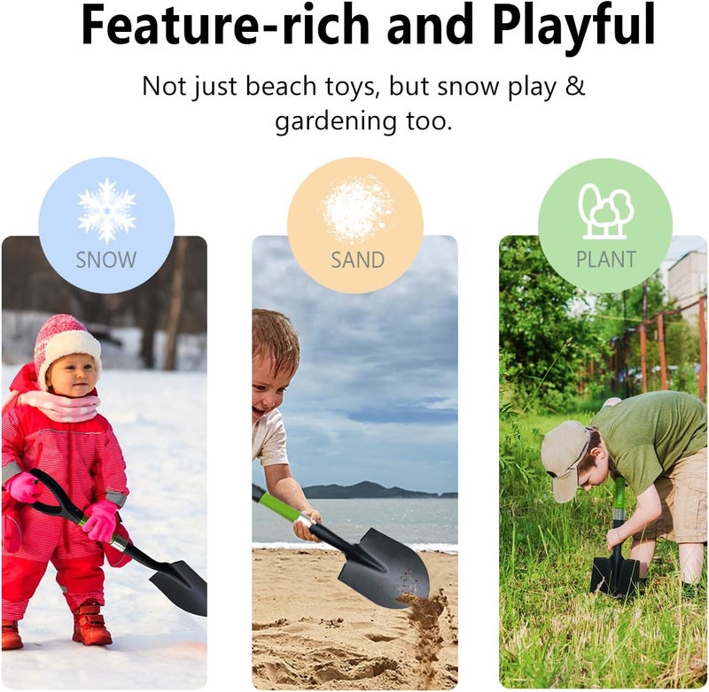 FORCOLID Beach Shovel,Kids Shovels for Digging,Short Handle Metal Shovel,Small Shovels for Gardening,Camping,Planting,27Inches,Green - Image 5