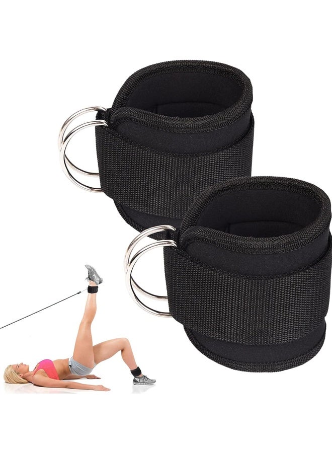 Ankle Straps Ankle Resistance Bands Wrist Cuffs Padded Straps Adjustable Fitness Glute Kickback D-Ring for Cable Machine Gym Foot Leg Training Brace Support 1 Pair - Image 1