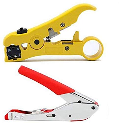 Inditrust rg6strippertool 2pc Combo Compression Tool  Stripping Tool for Wire Cables Manual Crimper  - Image 1