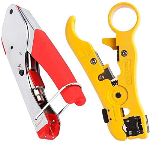 Inditrust rg6strippertool 2pc Combo Compression Tool  Stripping Tool for Wire Cables Manual Crimper  - Image 2