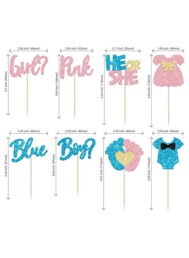 Ephlyn 24Pcs Boy or Girl Cupcake Toppers Glitter Feet Onesie Dress Gender Reveal Cupcake Picks Pink or Blue Cake Decorations for Baby Shower Gender Reveal Kids Birthday Party Supplies - Image 2