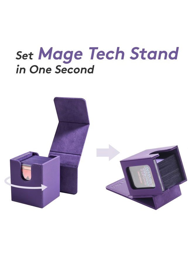 Mage Tech صندوق بطاقات كوماندر لايت - عرض بطاقات مع حامل بطاقات قابل للإغلاق وغطاء قابل للإزالة، يتسع لأكثر من 100 بطاقة ذات غلاف فردي، مثالي لـ MTG و PTCG و OPCG و SWU والمزيد (أصفر) - Image 3
