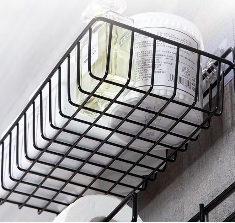 ZURATO Multipurpose Kitchen Accessories Iron Organizer Rack, Wall Hanging Bathroom Shelves With Hooks, Tissue Holder Storage Rack, Towel Hanger Spatula Ladle Hanging - Image 4