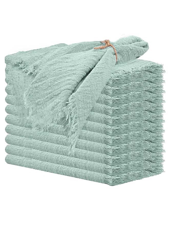 ثمانية فيبيهاوس مناديل قطنية من الكتان مناديل سفرة، منديل قماشي مناديل مائدة مناديل طعام 12 قطعة مناديل قماشية مصنوعة يدويًا مع أطراف مهدبة، منديل سفرة 43 × 43 سم مناديل عشاء قماشية ناعمة مربعة الشكل مناسبة للعشاء والحفلات وحفلات الزفاف ومناديل الزفاف مناديل سفرة قماشية أخضر - Image 1