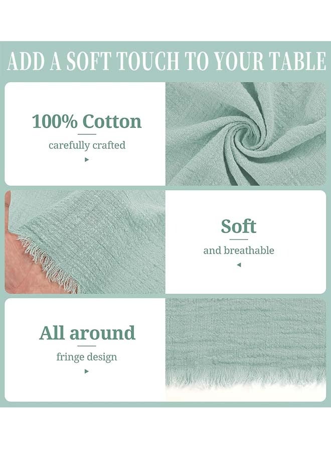 ثمانية فيبيهاوس مناديل قطنية من الكتان مناديل سفرة، منديل قماشي مناديل مائدة مناديل طعام 12 قطعة مناديل قماشية مصنوعة يدويًا مع أطراف مهدبة، منديل سفرة 43 × 43 سم مناديل عشاء قماشية ناعمة مربعة الشكل مناسبة للعشاء والحفلات وحفلات الزفاف ومناديل الزفاف مناديل سفرة قماشية أخضر - Image 2