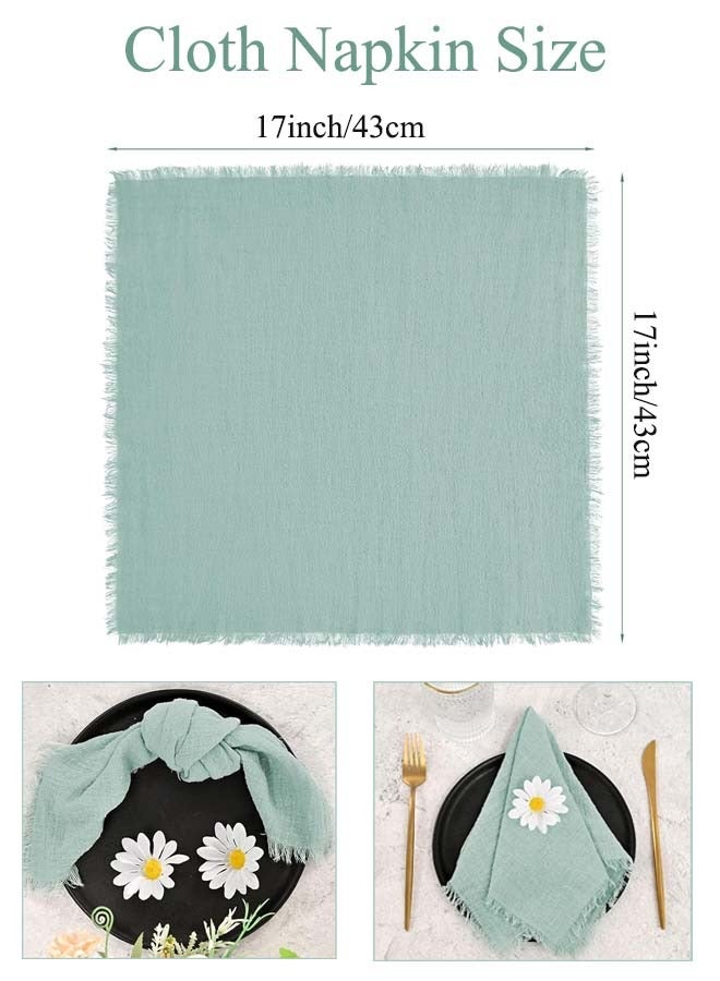 ثمانية فيبيهاوس مناديل قطنية من الكتان مناديل سفرة، منديل قماشي مناديل مائدة مناديل طعام 12 قطعة مناديل قماشية مصنوعة يدويًا مع أطراف مهدبة، منديل سفرة 43 × 43 سم مناديل عشاء قماشية ناعمة مربعة الشكل مناسبة للعشاء والحفلات وحفلات الزفاف ومناديل الزفاف مناديل سفرة قماشية أخضر - Image 3