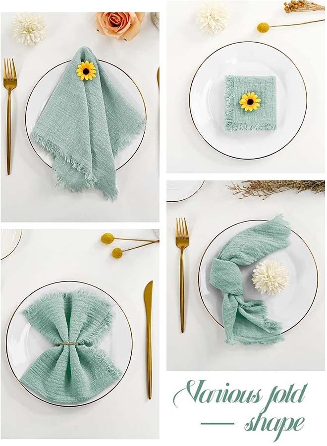 ثمانية فيبيهاوس مناديل قطنية من الكتان مناديل سفرة، منديل قماشي مناديل مائدة مناديل طعام 12 قطعة مناديل قماشية مصنوعة يدويًا مع أطراف مهدبة، منديل سفرة 43 × 43 سم مناديل عشاء قماشية ناعمة مربعة الشكل مناسبة للعشاء والحفلات وحفلات الزفاف ومناديل الزفاف مناديل سفرة قماشية أخضر - Image 4