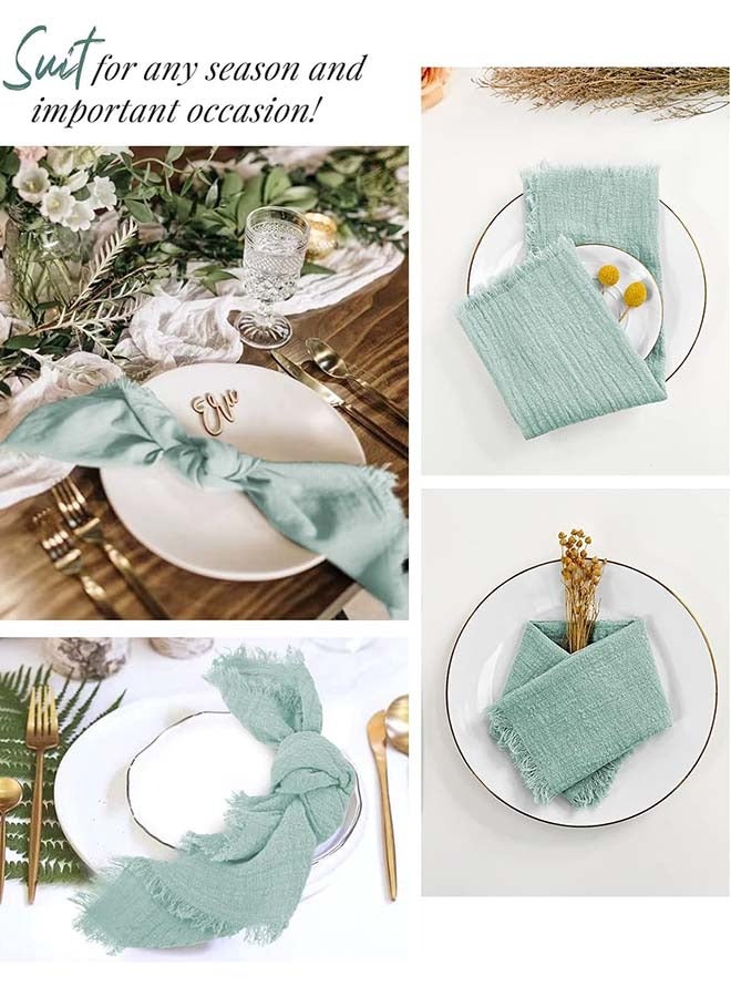 ثمانية فيبيهاوس مناديل قطنية من الكتان مناديل سفرة، منديل قماشي مناديل مائدة مناديل طعام 12 قطعة مناديل قماشية مصنوعة يدويًا مع أطراف مهدبة، منديل سفرة 43 × 43 سم مناديل عشاء قماشية ناعمة مربعة الشكل مناسبة للعشاء والحفلات وحفلات الزفاف ومناديل الزفاف مناديل سفرة قماشية أخضر - Image 5