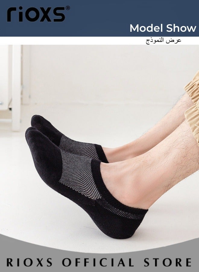 Mens Shallow Cut Low Cut Elastic Sports Socks Set Skin Friendly Breathable Mesh Boat Socks Pack of 6