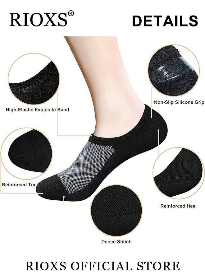 RIOXS Mens Shallow Cut Low Cut Elastic Sports Socks Set Skin Friendly Breathable Mesh Boat Socks Pack of 6  - Image 5