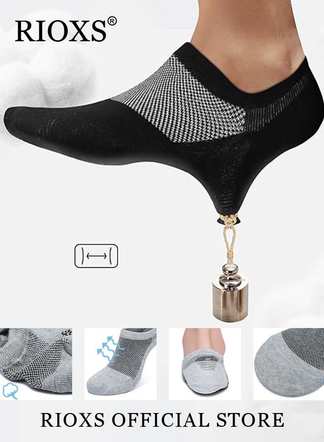 RIOXS Mens Shallow Cut Low Cut Elastic Sports Socks Set Skin Friendly Breathable Mesh Boat Socks Pack of 6  - Image 3