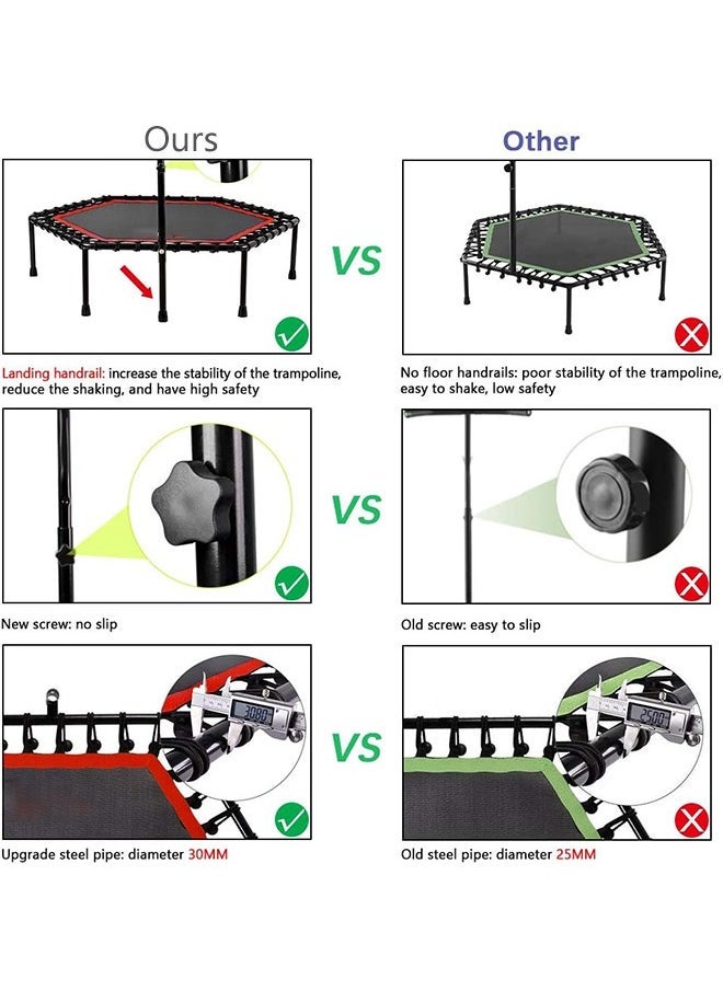 Arabest Fitness Trampoline, 40 Inch Foldable Rebounder Trampoline with Handrail and Safety Pad for Kids Adults Indoor Outdoor Workout Cardio Exercise - Image 3