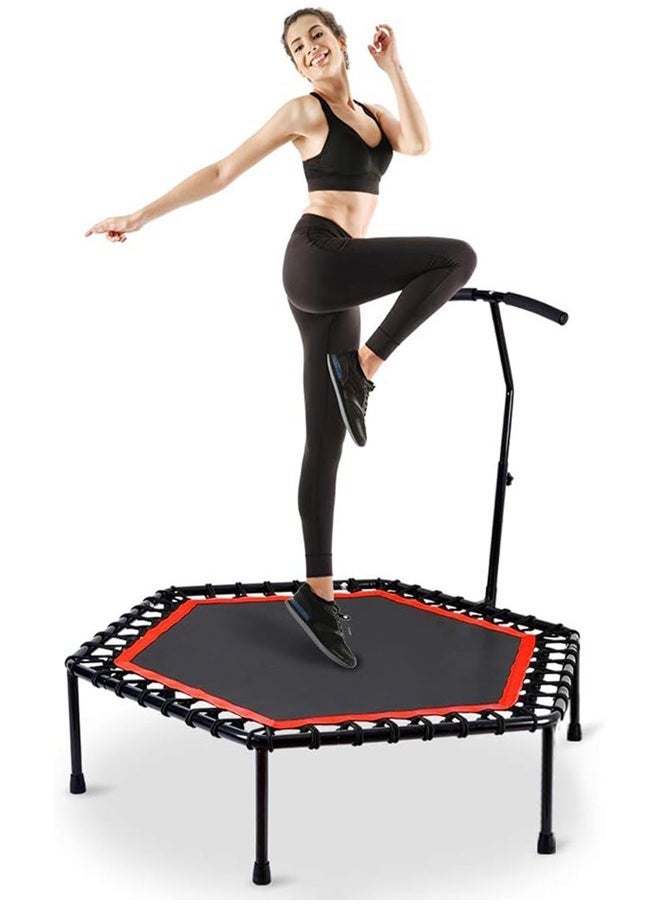 Arabest Fitness Trampoline, 40 Inch Foldable Rebounder Trampoline with Handrail and Safety Pad for Kids Adults Indoor Outdoor Workout Cardio Exercise - Image 1