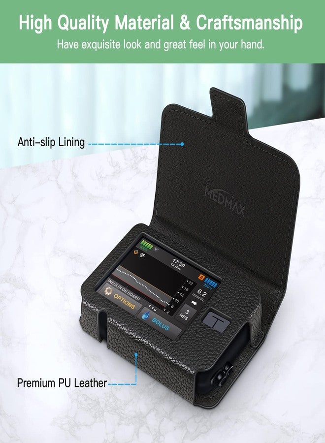 MEDMAX PU Leather Protective Case for Tandem T:Slim X2 / T:Slim Insulin Pumps, Lightweight Diabetic Storage Carrying Case with Belt Clip (Black-Upgraded) - Image 5