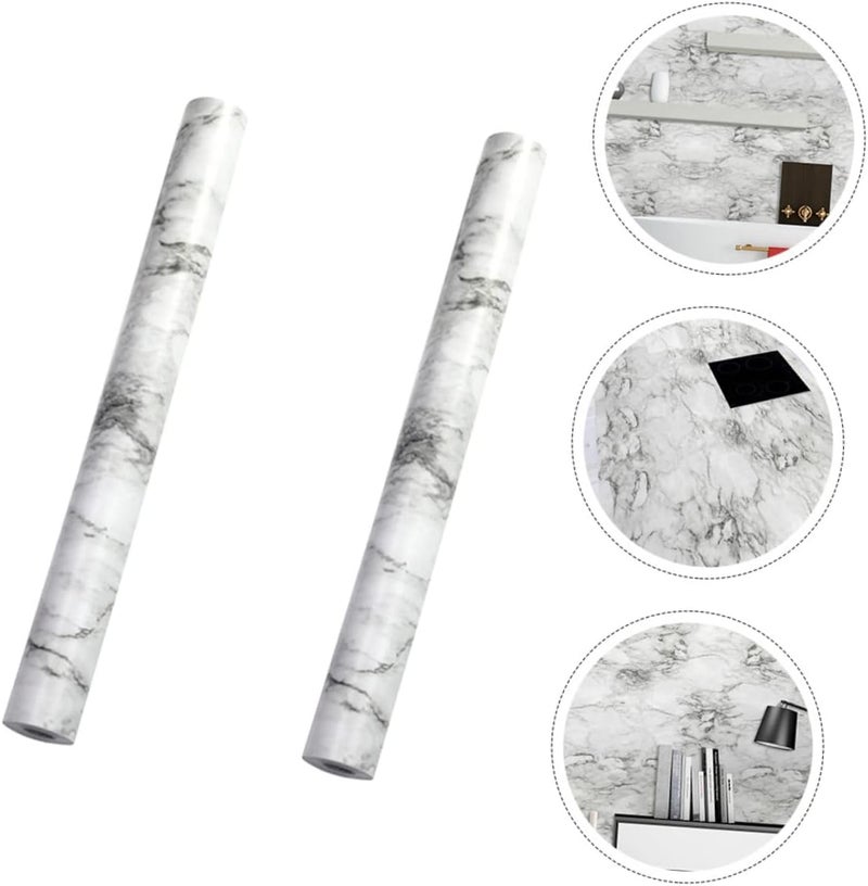 klarako 2 Sheets Decoration Marble Creative Bedroom Room Wallpaper Mixed Simulation Wallpapers White Decorations Living Stick Background Decorative Cabinets Faux Indoor for Textured and - Image 2