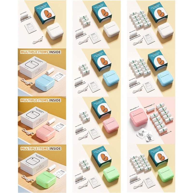 DOLEWA D8 Multifunctional Wireless Portable Mini Thermal Label Printer Green With 10 Rolls Sticker Paper Compatible with IOS Android for Printing Worksheets Labels Photos and Text - Image 2