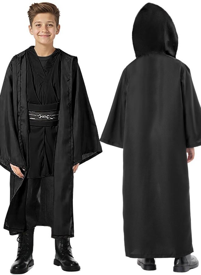 Cosplaysky Kids Cosplay Outfit Costume Cloak Robe Tunic Hooded Uniform Black and Brown Halloween - Image 4