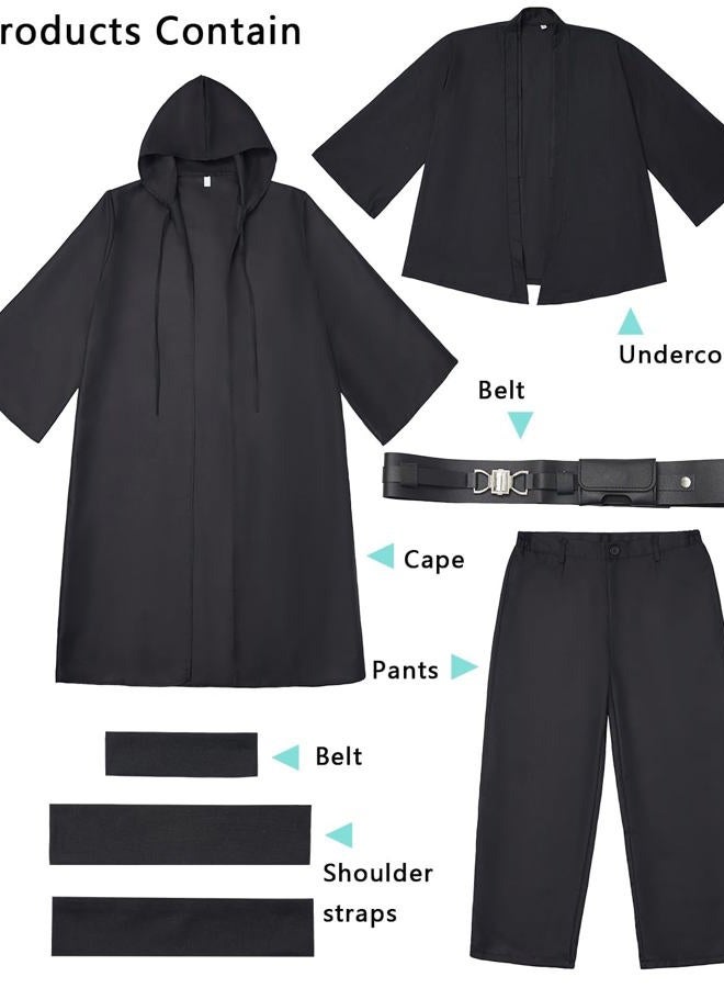 Cosplaysky Kids Cosplay Outfit Costume Cloak Robe Tunic Hooded Uniform Black and Brown Halloween - Image 2