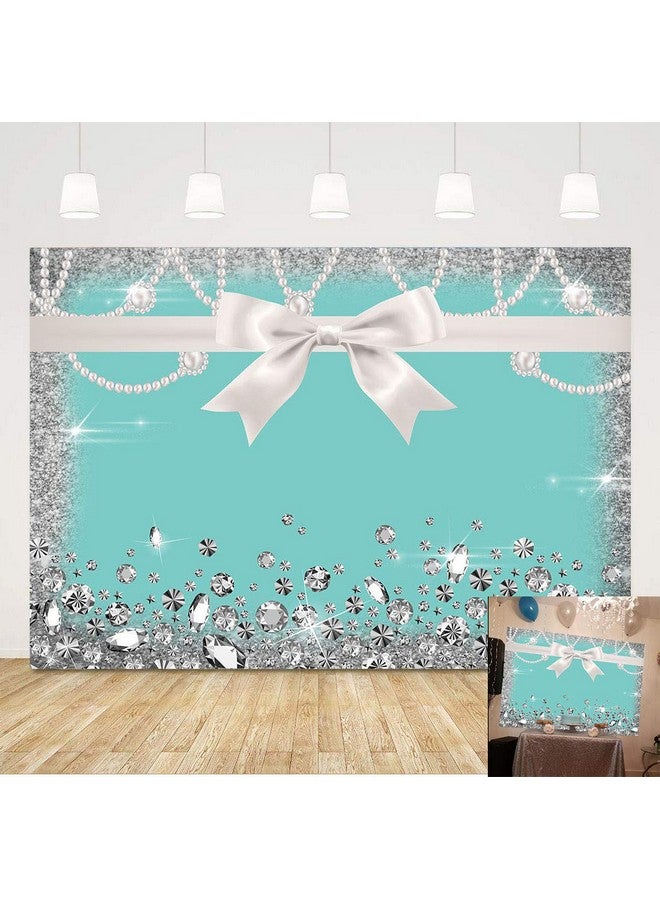 Qian خلفية تصوير حفلة عيد الميلاد مربوطة بمنديل أزرق للإفطار حلو 16 ماسة تركواز يلمع خلفية تصوير 5X3 قدم لوازم لافتات حفل زفاف ودش عروس ديكور استوديو - Image 1