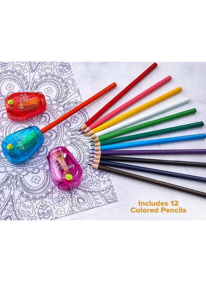 Bostitch Office Twistnsharp Manual Pencil Sharpener 3Pack With 12 Colored Pencils For Kids Activities Or Adult Coloring  - Image 3