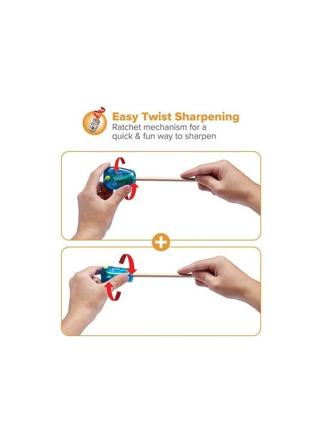 Bostitch Office Twistnsharp Manual Pencil Sharpener 3Pack With 12 Colored Pencils For Kids Activities Or Adult Coloring  - Image 5