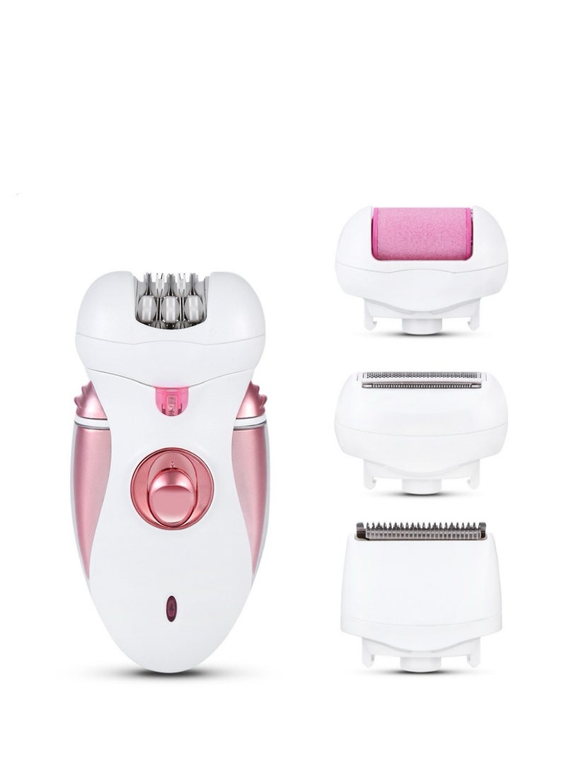 جهاز إزالة الشعر 4 في 1 - ماكينة حلاقة، مزيل callus، مشذّب - أبيض/وردي ذهبي - Image 2