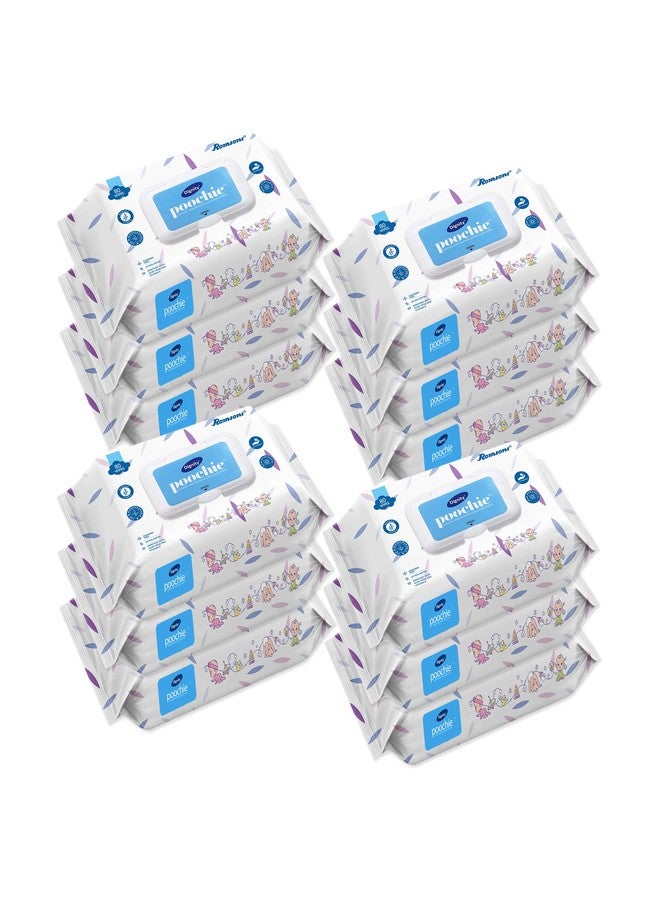Dignity Poochie 100% Biodegradable Baby Wipes Enriched with Aloe Vera and Vitamin E, 150 x 200 mm (Pack of 12) 960 Wipes - Image 1