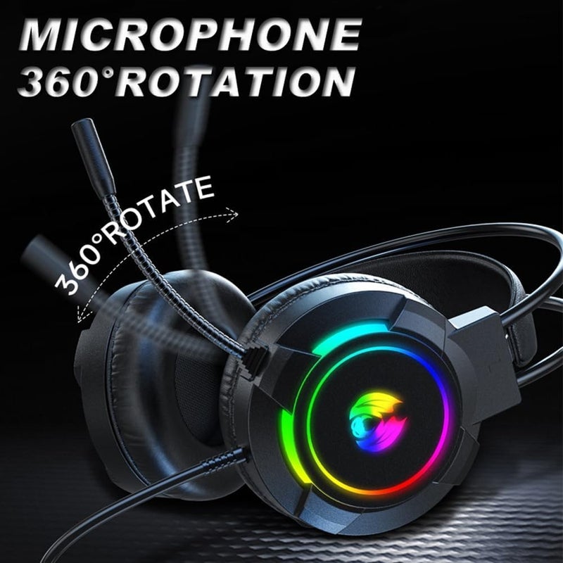 كاست ويف سماعة ألعاب ستيريو مع صوت محيطي، ميكروفون عازل للضوضاء، إضاءة RGB، سماعات فوق الأذن مريحة لأجهزة الكمبيوتر، Xbox، PS4، PS5، اللابتوب، وألعاب الكونسول - Image 4
