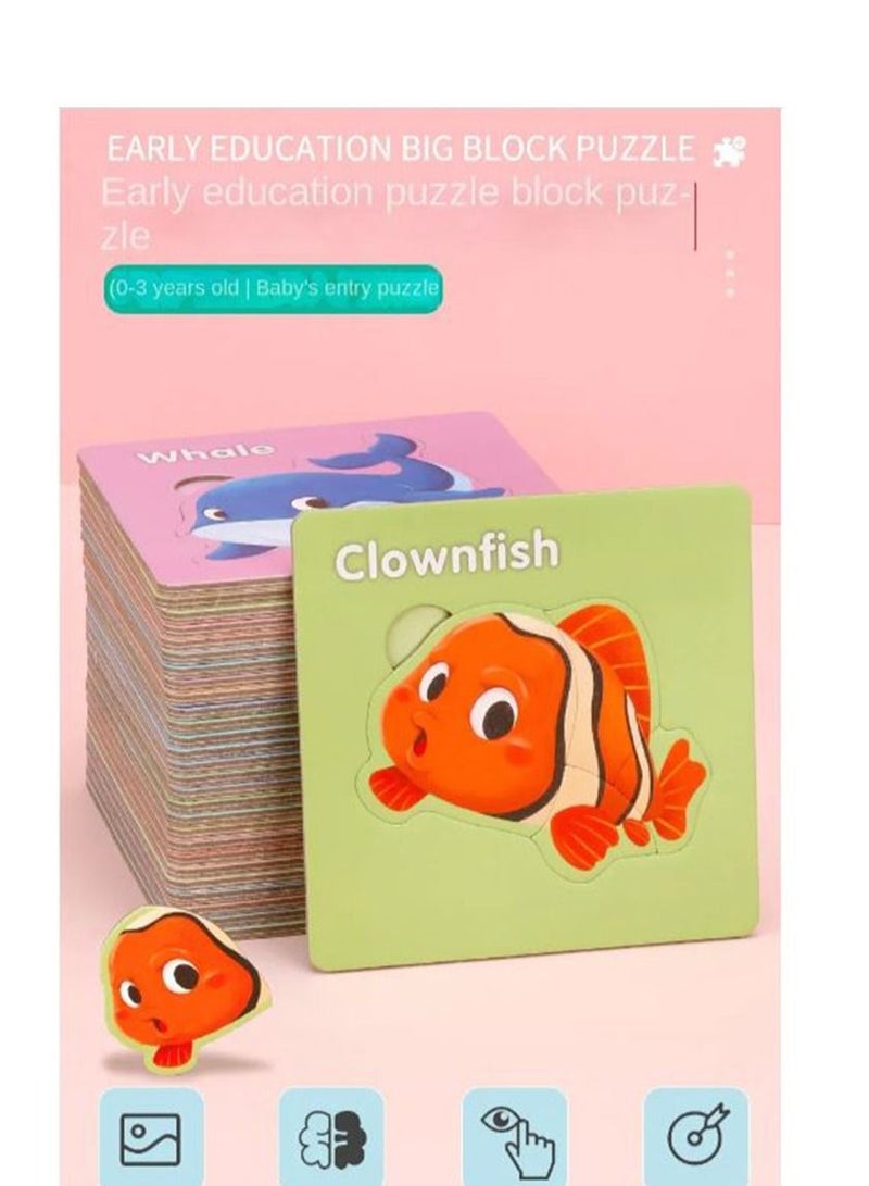 Filly Children's Jigsaw Puzzle Animal Transportation Dinosaur Fruit Wooden Puzzle Word Recognition Toys Teaching Aids(one item) - Image 4