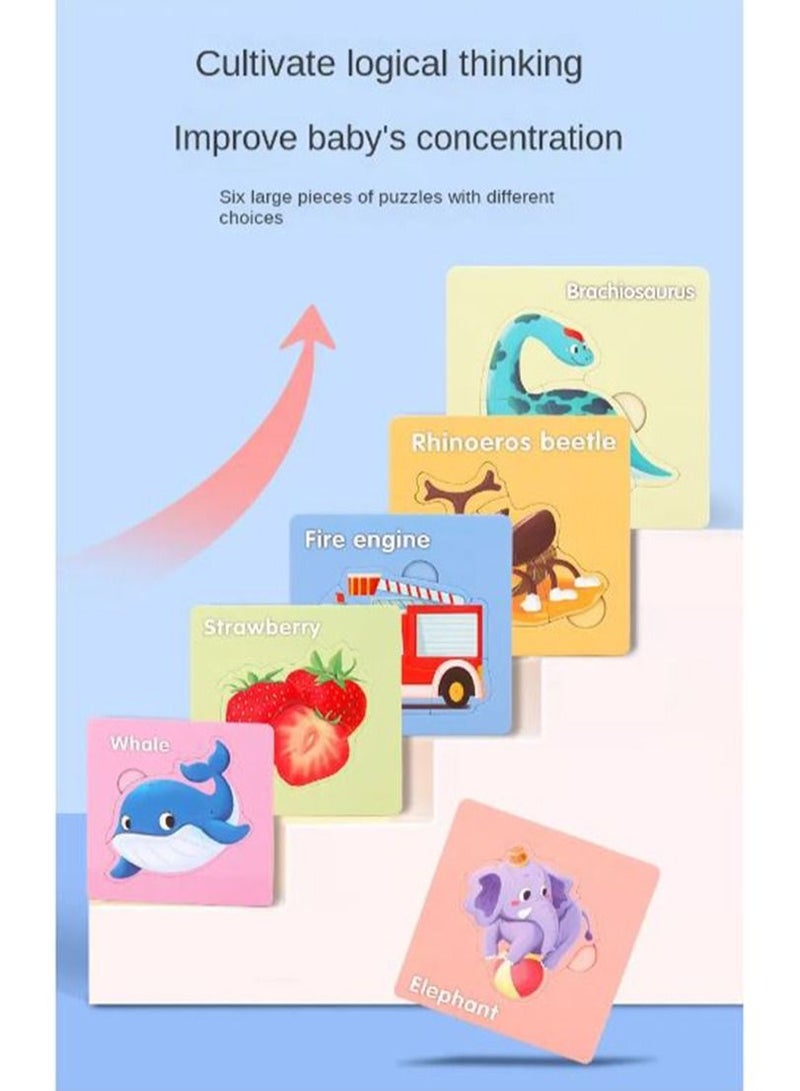 Filly Children's Jigsaw Puzzle Animal Transportation Dinosaur Fruit Wooden Puzzle Word Recognition Toys Teaching Aids(one item) - Image 5