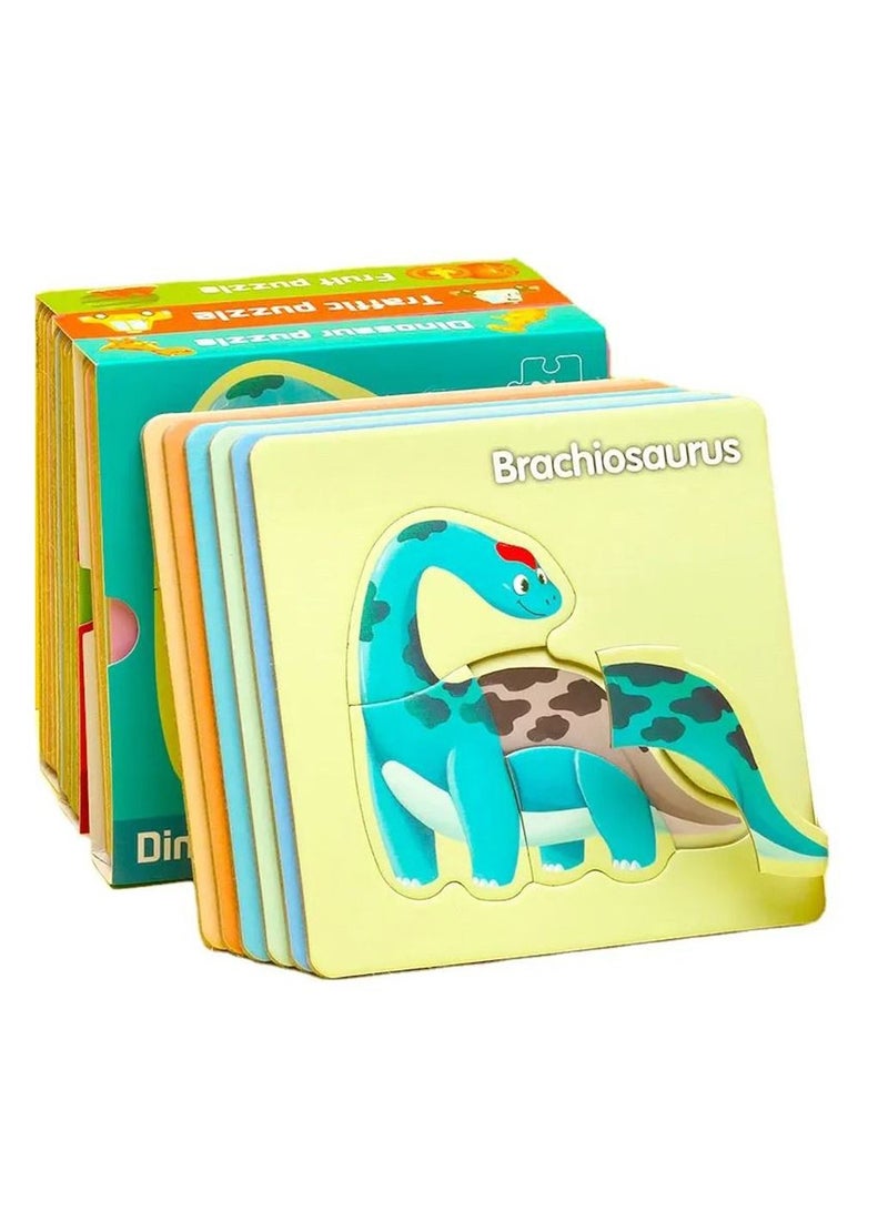 Filly Children's Jigsaw Puzzle Animal Transportation Dinosaur Fruit Wooden Puzzle Word Recognition Toys Teaching Aids(one item) - Image 1