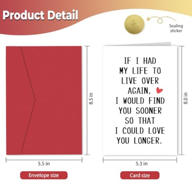 "If I Had Life To Live Over" Valentine's Day Card - Funny Anniversary Card for Husband/Wife/Boyfriend/Girlfriend, Romantic Blank Inside Greeting Card with Envelope Premium Matte - Image 2