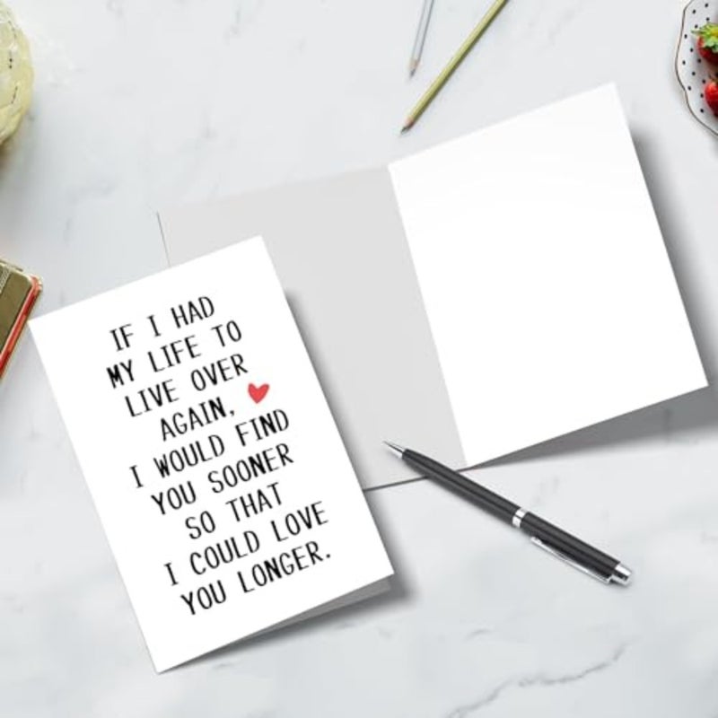 "If I Had Life To Live Over" Valentine's Day Card - Funny Anniversary Card for Husband/Wife/Boyfriend/Girlfriend, Romantic Blank Inside Greeting Card with Envelope Premium Matte - Image 3