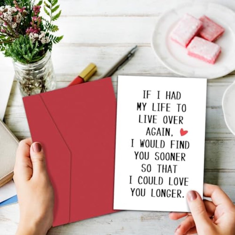 "If I Had Life To Live Over" Valentine's Day Card - Funny Anniversary Card for Husband/Wife/Boyfriend/Girlfriend, Romantic Blank Inside Greeting Card with Envelope Premium Matte - Image 4