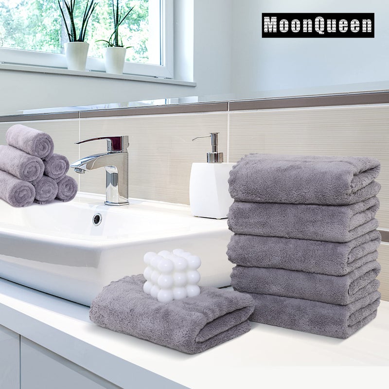 MOONQUEEN 18 Pack Premium Hand Towels - Quick Drying - Microfiber Coral Velvet Highly Absorbent Towels - Multipurpose Use as Hotel, Bathroom, Shower, Spa, Hand Towel 16 x 28 inches (Light Grey) - Image 2