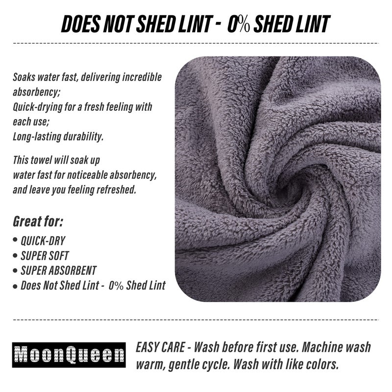 MOONQUEEN 18 Pack Premium Hand Towels - Quick Drying - Microfiber Coral Velvet Highly Absorbent Towels - Multipurpose Use as Hotel, Bathroom, Shower, Spa, Hand Towel 16 x 28 inches (Light Grey) - Image 5