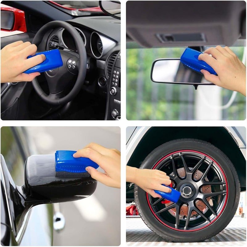 RXALASKA Tire Shine Pads, 2 Pcs Tire Dressing Sponge Applicator Contoured, Reusable Tire Shine Applicator with Lid for Car Detailing - Image 5