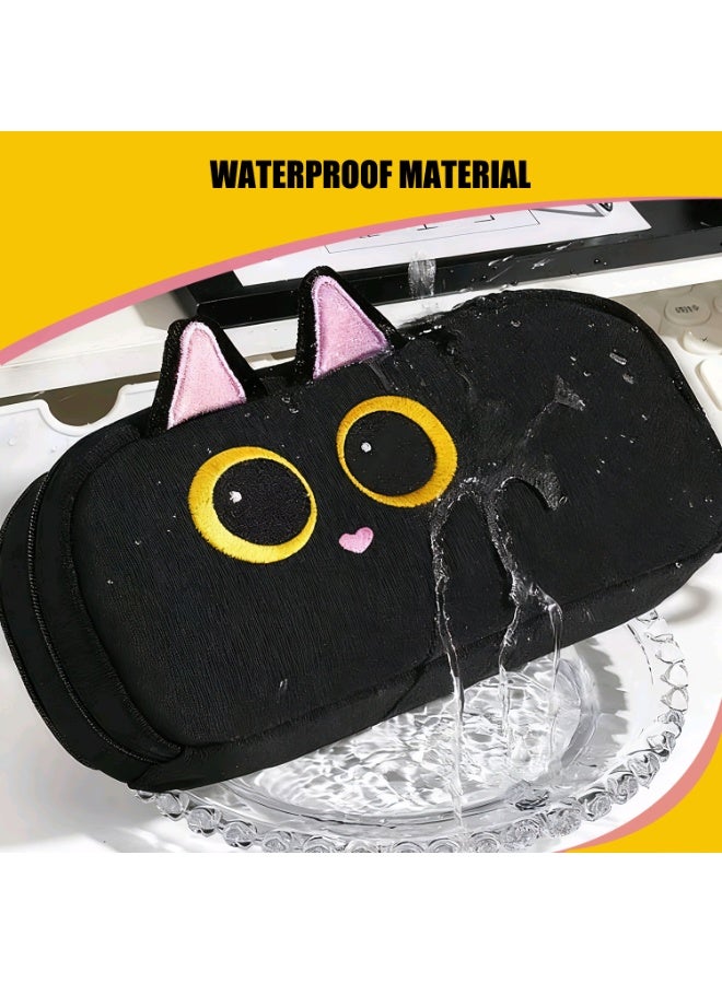 Large Capacity Pencil Case, 3D Cat Pencil Pouch for Girls Boys, Pen Bags Stationery Organizer for School Office College Teens Kids, Gift for Back to Shcool Christmas, Black - Image 4