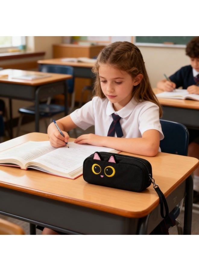 Large Capacity Pencil Case, 3D Cat Pencil Pouch for Girls Boys, Pen Bags Stationery Organizer for School Office College Teens Kids, Gift for Back to Shcool Christmas, Black - Image 5