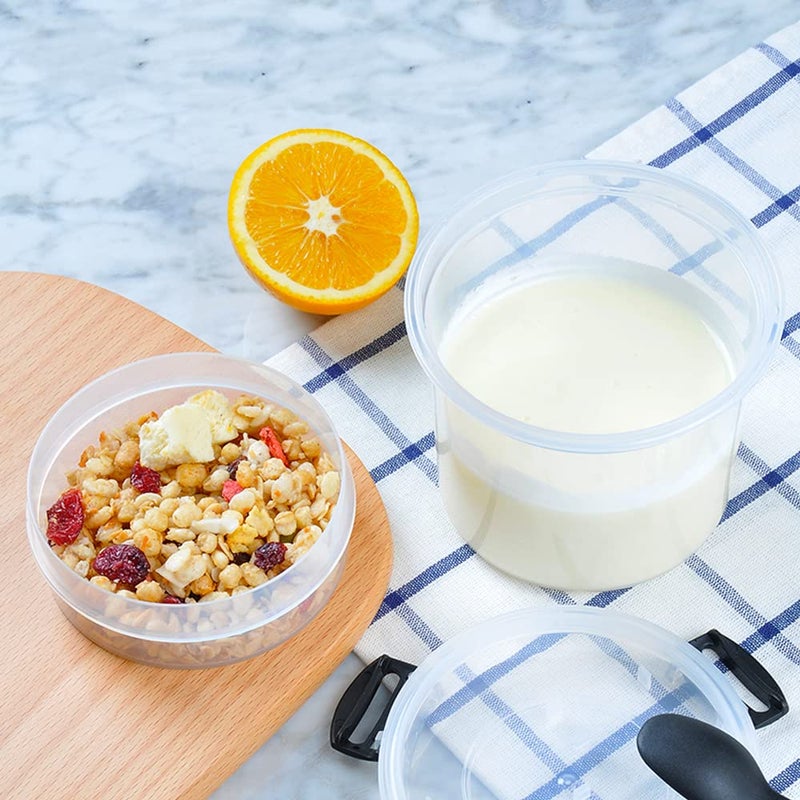 B BELLAWARE Dessert Cups, Reusable Yogurt Container Parfait Cups with Locking Lids and Spoons, Plastic Airtight Snack Oatmeal Cereal Storage Container (20OZ, Transparent) - Image 4