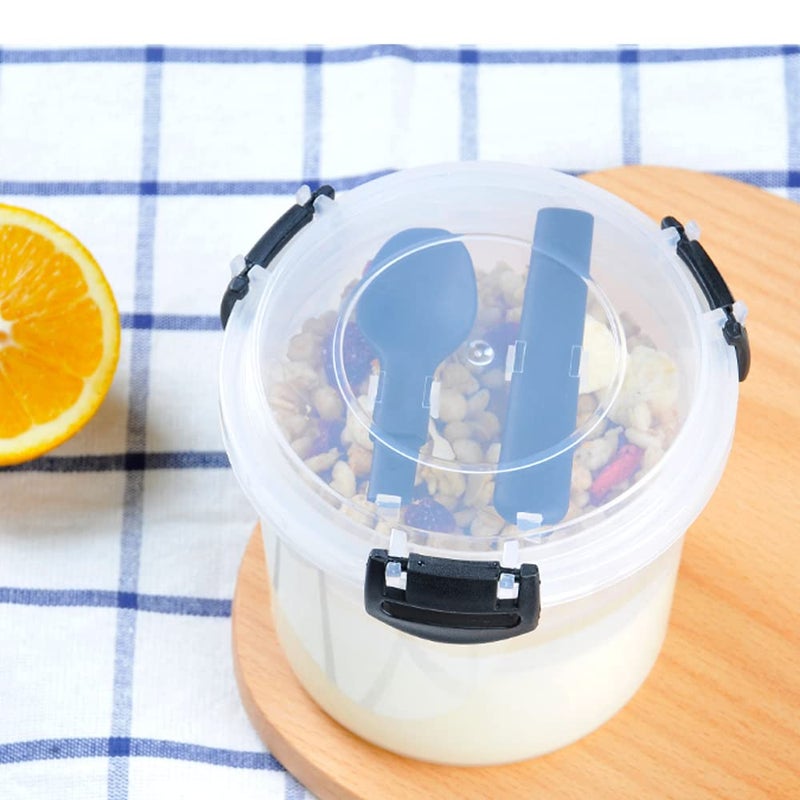 B BELLAWARE Dessert Cups, Reusable Yogurt Container Parfait Cups with Locking Lids and Spoons, Plastic Airtight Snack Oatmeal Cereal Storage Container (20OZ, Transparent) - Image 5