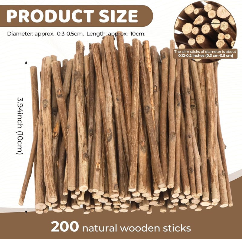 TKOnline 200Pcs Craft Sticks, 10cm 0.1-0.2 Inch in Diameter Wood Log Sticks Twigs Crafts for DIY Crafts Photo Props, Wood Crafts, Festival Decoration, Landscaping - Image 2