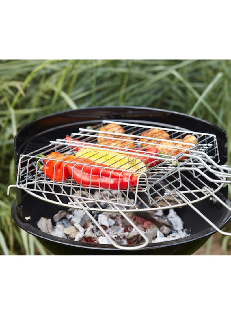 Barbecook double grillbasket chrome and rubberwood - Image 2