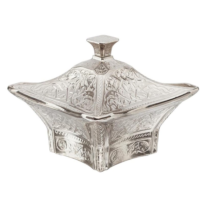 Alisveristime Alisveristime Coated Handmade Brass Sugar Chocolate Candy Bowl Serving Dish with Lid Sugar Container, Sugar Dish with  - Image 1