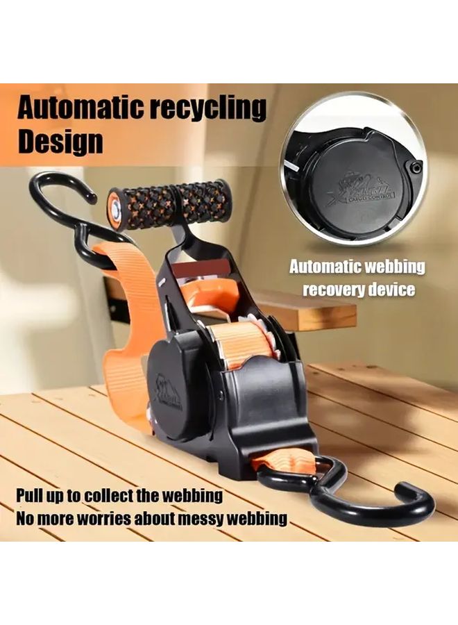 Anti Slip Handle Automatic Locking Telescopic Cargo Strap Orange For Motorcycle Luggage - Image 2
