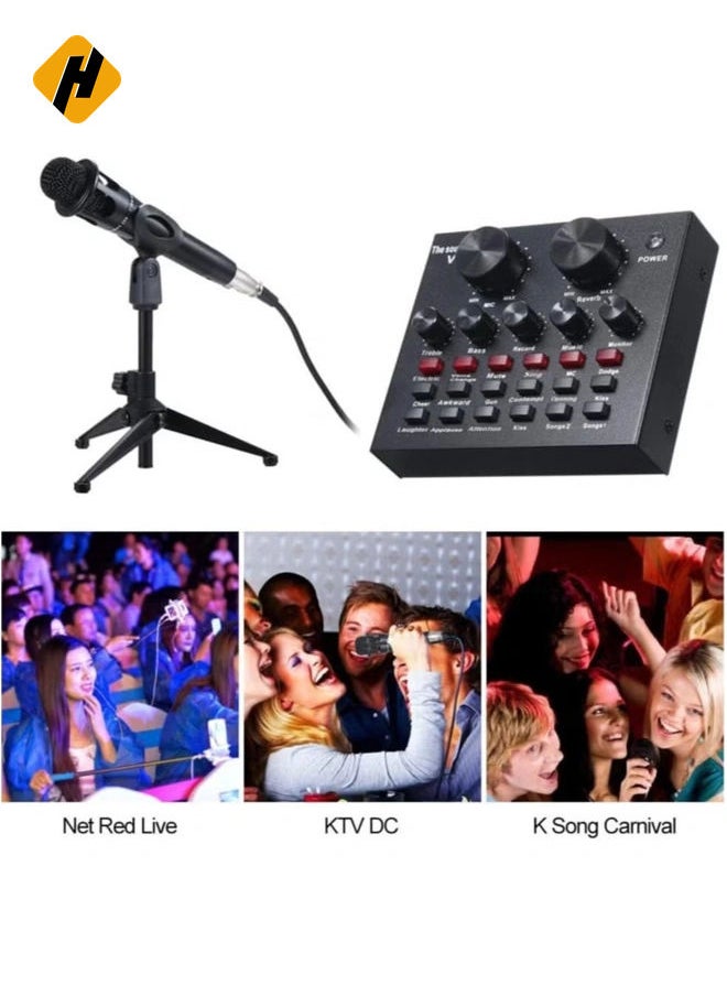 HuHa V8 Multifunctional Live Sound Card USB Audio Interface Intelligent Volume Adjustable Audio Mixer Sound Card for Recording Hosting Speech  - Image 4