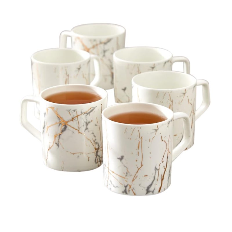 Clay Craft Fine Ceramic Premium Gold and White Coffee/Tea Cups - 220 ml - Set of 6, Tea Cup Set of 6, Mugs for Coffee, Cups Set of 6, Mug Set, Ideal for Gifting, Perfect for Home and Office - Image 4