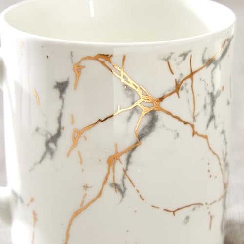 Clay Craft Fine Ceramic Premium Gold and White Coffee/Tea Cups - 220 ml - Set of 6, Tea Cup Set of 6, Mugs for Coffee, Cups Set of 6, Mug Set, Ideal for Gifting, Perfect for Home and Office - Image 3
