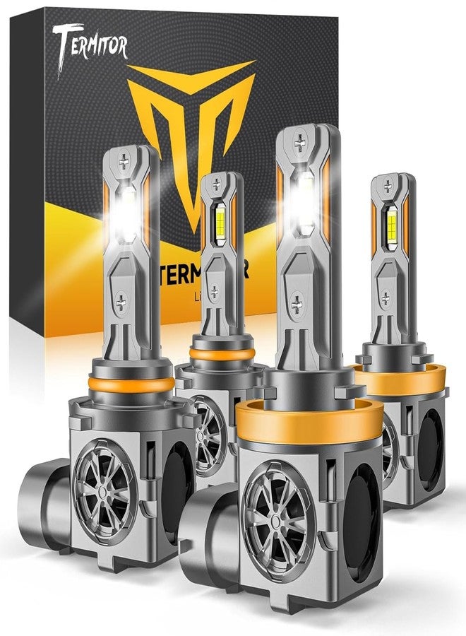 Termitor H11/H8/H9 & 9005/HB3 Light Bulbs Combo, 100,000LM 12X Ultra Brightness, Real 1:1 Mini Size, 6500K White 85000Hrs Long Life with Cooling Fan, 9005 H11 Fog Lights, Plug and Play, Pack of 4 - Image 1
