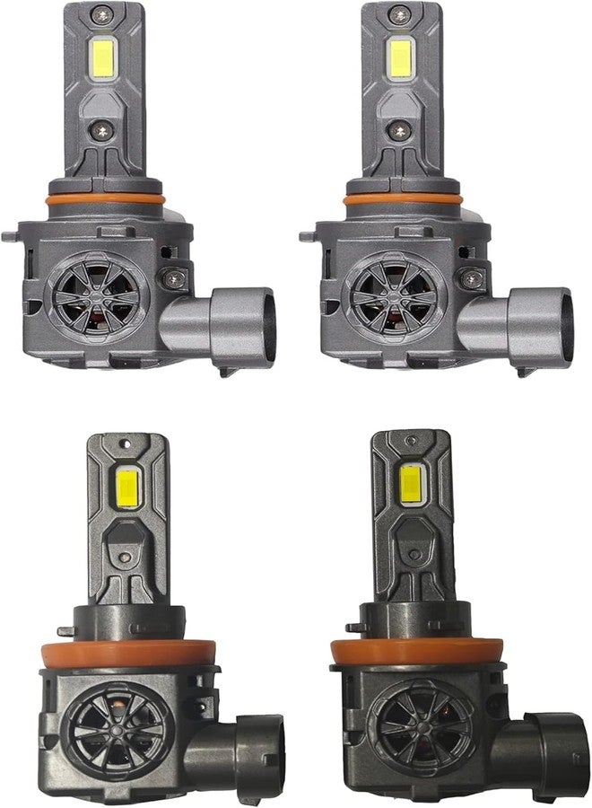 Termitor H11/H8/H9 & 9005/HB3 Light Bulbs Combo, 100,000LM 12X Ultra Brightness, Real 1:1 Mini Size, 6500K White 85000Hrs Long Life with Cooling Fan, 9005 H11 Fog Lights, Plug and Play, Pack of 4 - Image 4